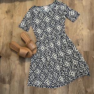 Navy & White Pattern Dress